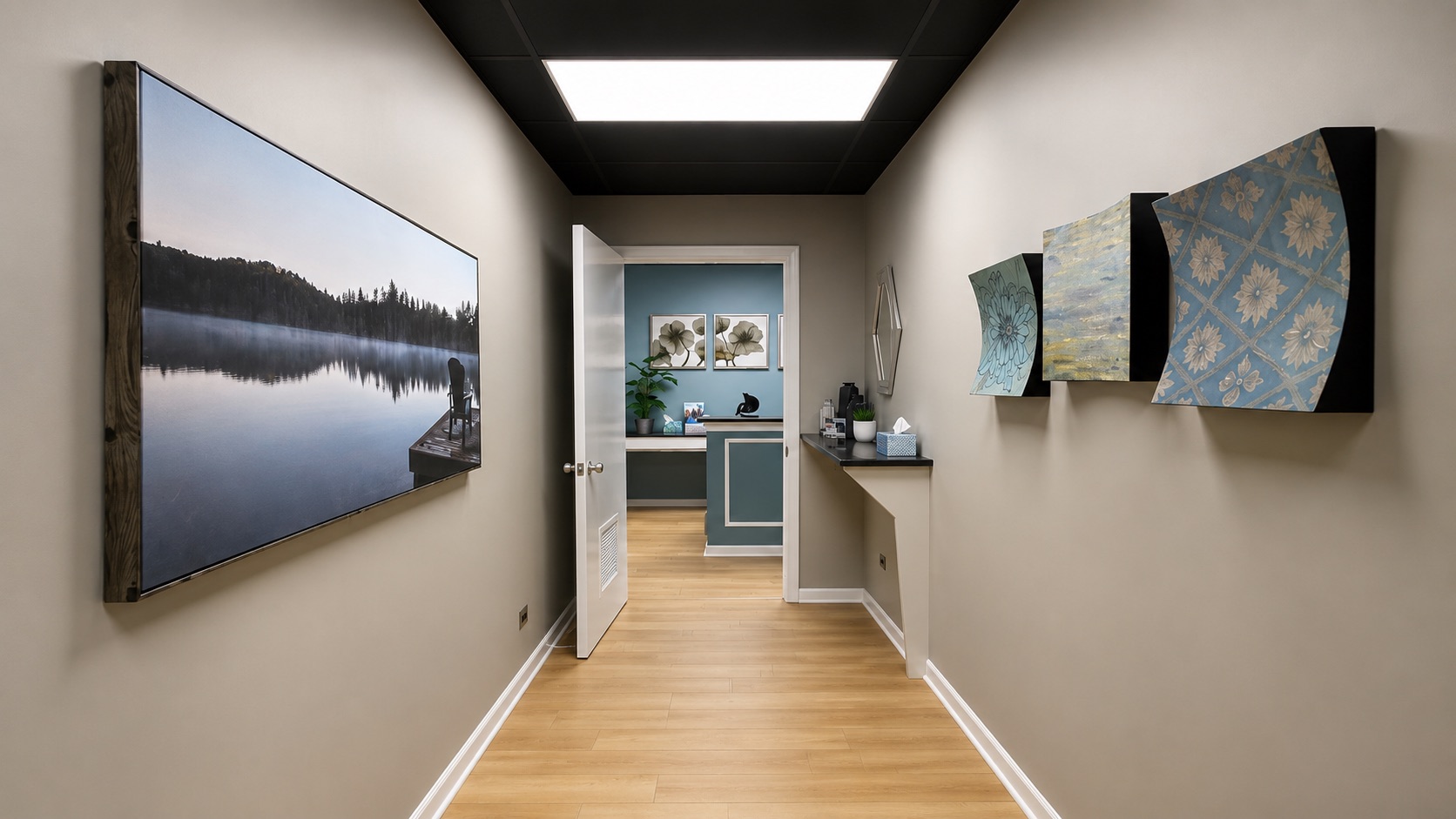 Hallway leading to the treatment rooms